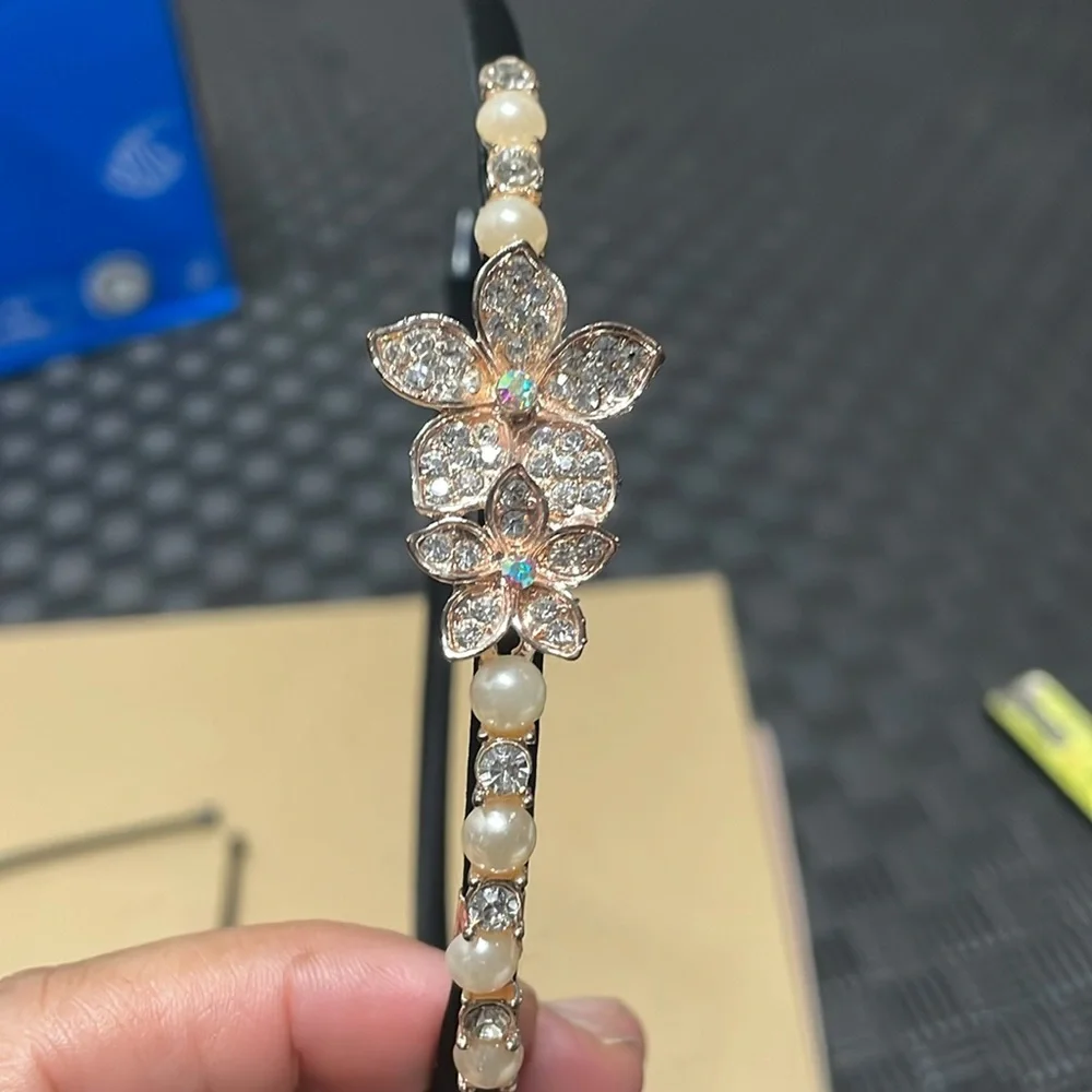 3 Head bands crown , red white & blue, rose gold colored jeweled & blue …